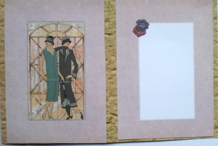 A5 Card Insert 20s Ladies on Rose Background, Blank by Pamela Horton