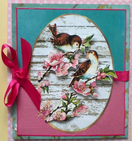 two pretty bird and floral toppers with bows by Pamela Horton