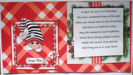 Gorgeous Gnome With Stripe Hat In Holly Frame 8x8 by Pamela Horton