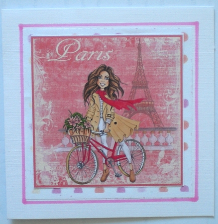 3 Paris girl on bike card fronts/toppers by Pamela Horton
