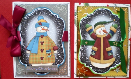 4 Frosty snowman toppers by Pamela Horton