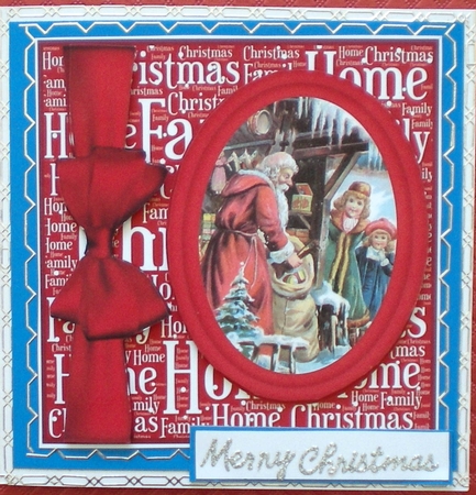 3 Red oval vintage Santa card fronts/toppers 5 by Pamela Horton