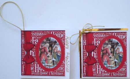 3 Red oval vintage Santa card fronts/toppers 5 by Pamela Horton