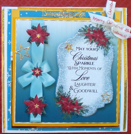 Blue poinsettia Christmas verse insert 4 by Pamela Horton