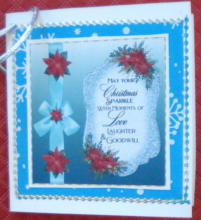 Blue poinsettia Christmas verse insert 4 by Pamela Horton