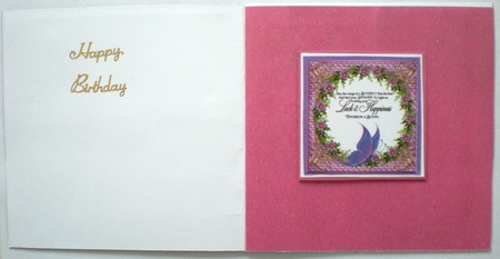 3 Purple floral butterfly sentiment card fronts/toppers by Pamela Horton