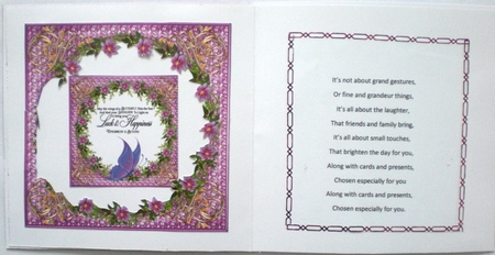 3 Purple floral butterfly sentiment card fronts/toppers by Pamela Horton