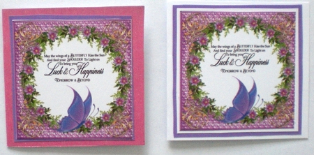 3 Purple floral butterfly sentiment card fronts/toppers by Pamela Horton
