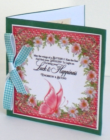 3 Red floral butterfly sentiment card fronts/toppers by Pamela Horton
