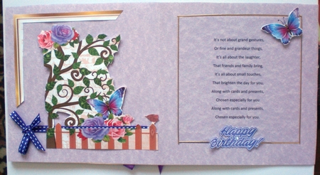  rose garden leaves with birds and butterflies card fronts 8x8 by Pamela Horton