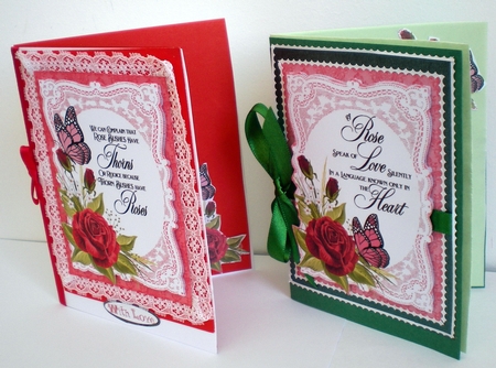 4 Pink rose verse toppers by Pamela Horton