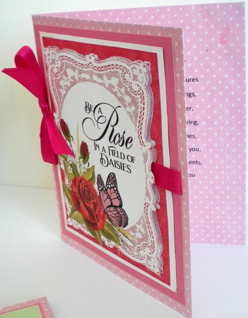 4 Pink rose verse toppers by Pamela Horton