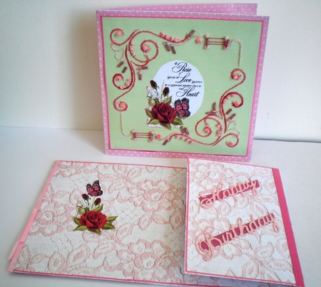 4 Pink rose verse toppers by Pamela Horton