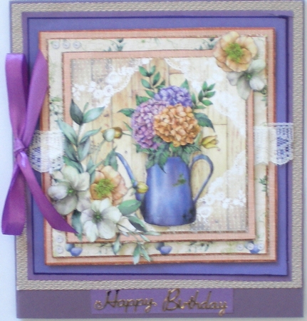 Spring Garden 10: Hydrangeas & Lace 8 x 8 Card Front with Sentiments by Pamela Horton