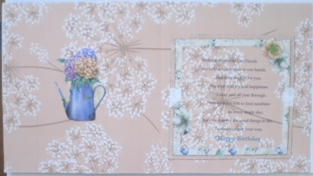 Spring Garden 10: Hydrangeas & Lace 8 x 8 Card Front with Sentiments by Pamela Horton