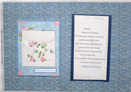 Blue bird and Sakura flowers greeting card by Pamela Horton