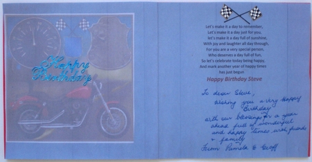 Motorbike card front 8 by Pamela Horton