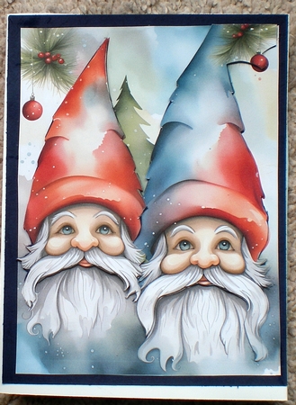 Christmas Watercolour Gnomes A4 by Pamela Horton