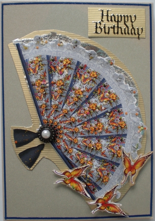 Flowers and Butterfly Fan by Pamela Horton