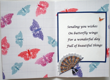 Flowers and Butterfly Fan by Pamela Horton