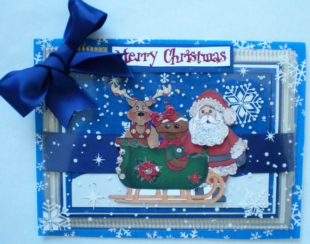 Santa and Friends Card Front with Decoupage by Pamela Horton