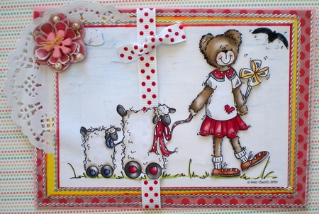 Crafty Bob's Sassy Cheryl Single: Bear Pulling Toy Lambs by Pamela Horton