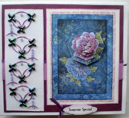 Japanese Floral Notecards 15, Peony, A5 Pyramid Card by Pamela Horton