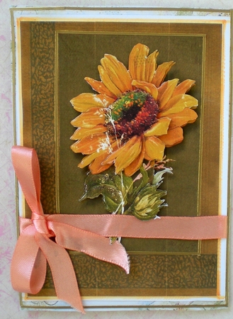 Sunflower Card Front & Decoupage by Pamela Horton