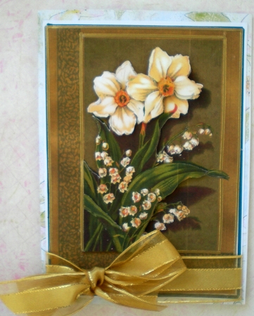 Cream Orchids Card Front & Decoupage by Pamela Horton