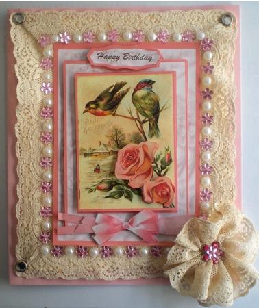 Lovely Vintage Birds and Roses  by Pamela Horton