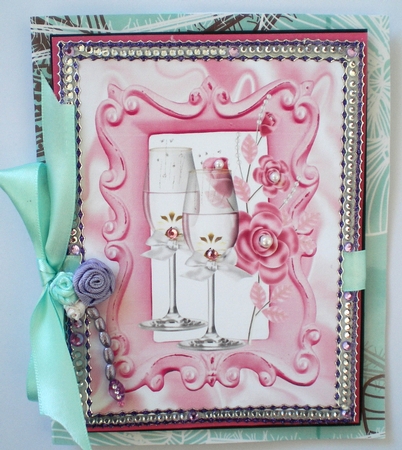 Pink Champagne and Pink Flowers A4 by Pamela Horton