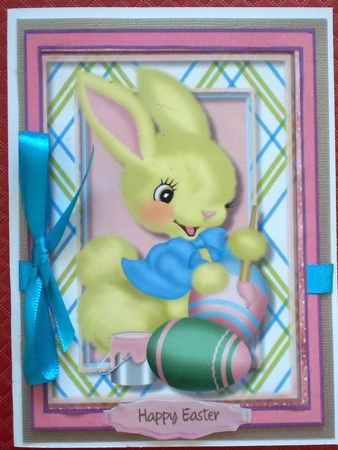 Easter Bunny Painting the Eggs  by Pamela Horton