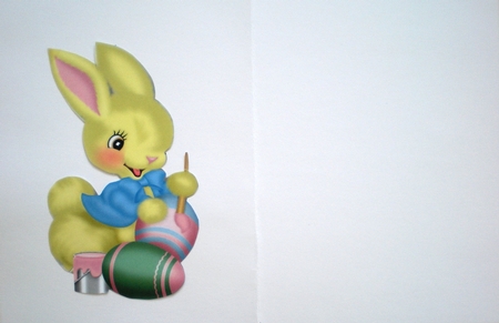 Easter Bunny Painting the Eggs  by Pamela Horton