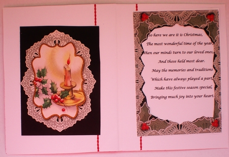 Vintage Lace Holly Candle A5 Card Front Step by Step by Pamela Horton
