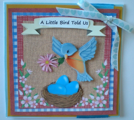 Spring blue bird card front by Pamela Horton