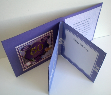 50th Birthday card topper with wine, glasses and flowers by Pamela Horton