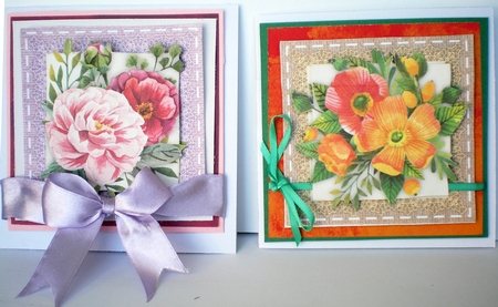 2 Beautiful Stitched  Burlap frames with Roses  by Pamela Horton