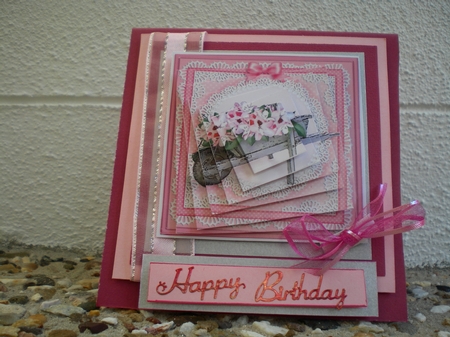 Flower Filled Wheelbarrow Twisted Pyramage sheet by Pamela Horton