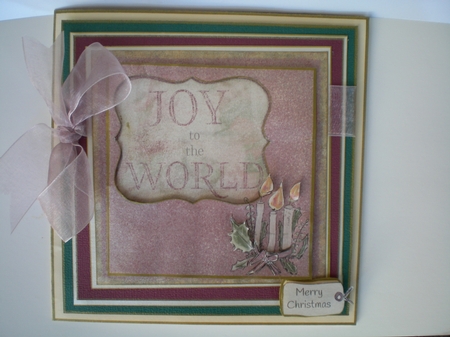 CHRISTMAS CARD- Joy to the World 7 by 7 inch Decoupage and insert Mini Kit by Pamela Horton