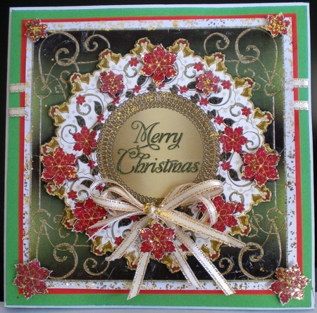 Christmas Wreath Large Square Topper 2 by Pamela Horton
