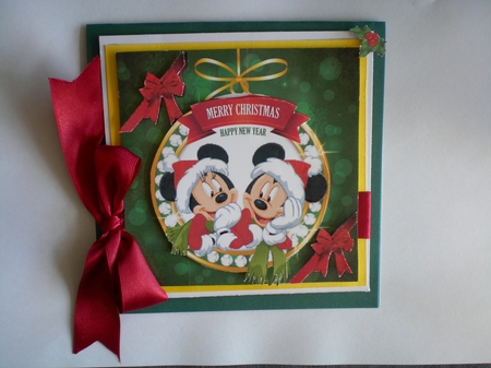 Merry Christmas Mrs Mouse with holly and bows 8x8 by Pamela Horton