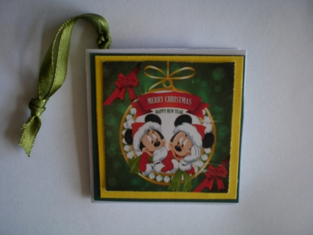 Merry Christmas Mrs Mouse with holly and bows 8x8 by Pamela Horton