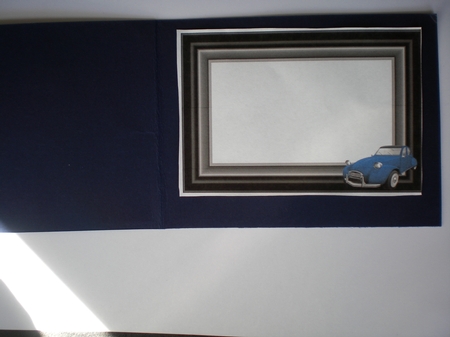Blue Retro Car in A5 Frame with insert by Pamela Horton