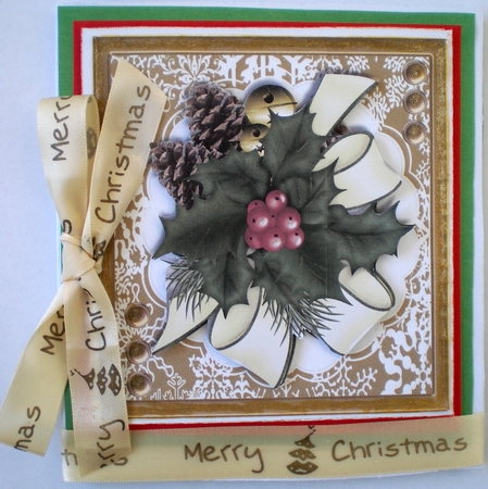 Beautiful Christmas Pine cones and Holly  by Pamela Horton