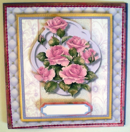 Beautiful Lilac Roses on a Lattace Mat  by Pamela Horton