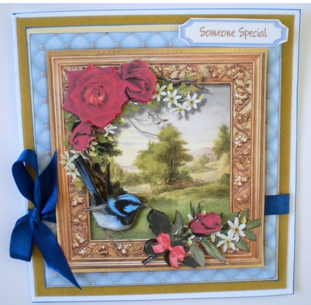 Beautiful Blue Bird and Roses  by Pamela Horton