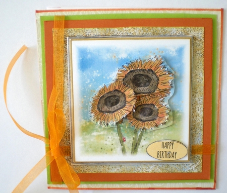 HAPPY BIRTHDAY SUNFLOWERS: 7x7, with  Optional Sunflower decoupage and Commercial Use by Pamela Horton