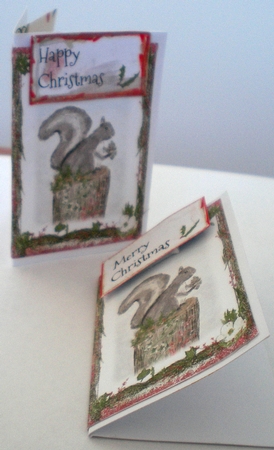 CUTE SQUIRREL CHRISTMAS CARD INSERT With Bonus Gift Tag & Commercial Use by Pamela Horton