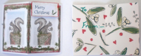 CUTE SQUIRREL CHRISTMAS CARD INSERT With Bonus Gift Tag & Commercial Use by Pamela Horton