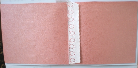 Big pink rose with butterflies, bow & lace 8x8 by Pamela Horton